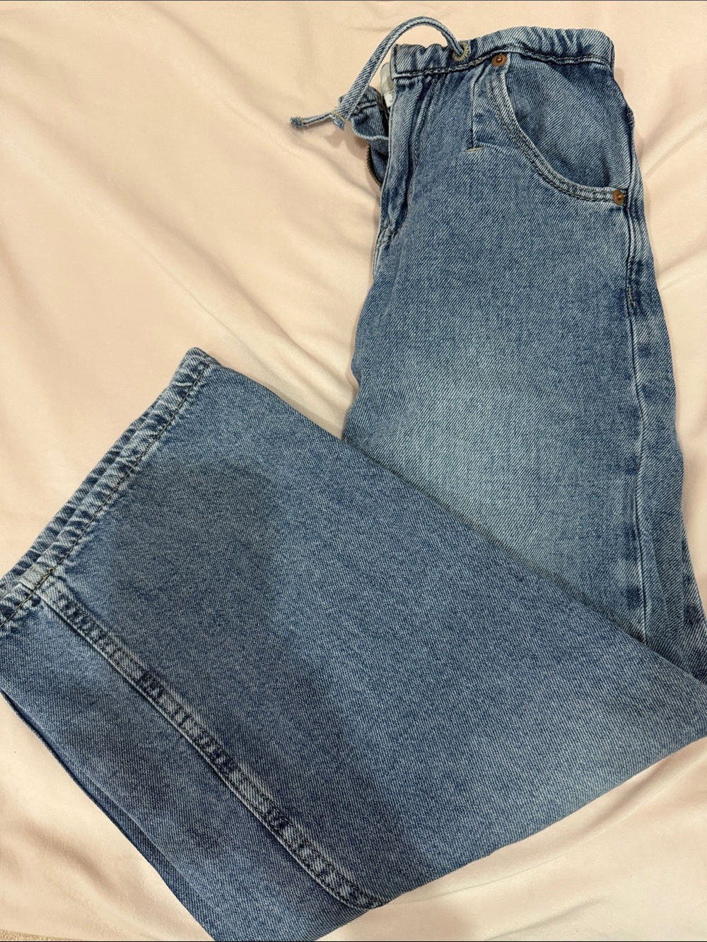 Zara girls Light Blue Drawstring Denim Jeans